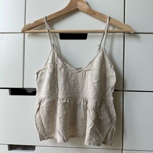 Textured Linen Babydoll Tank
